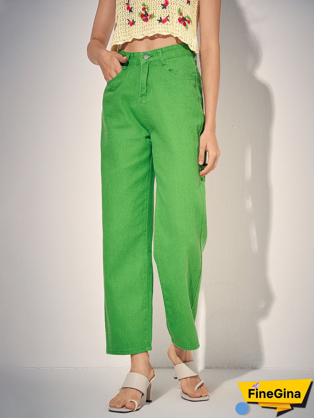 Women Solid Pocket Casual Straight Leg Denim Jeans