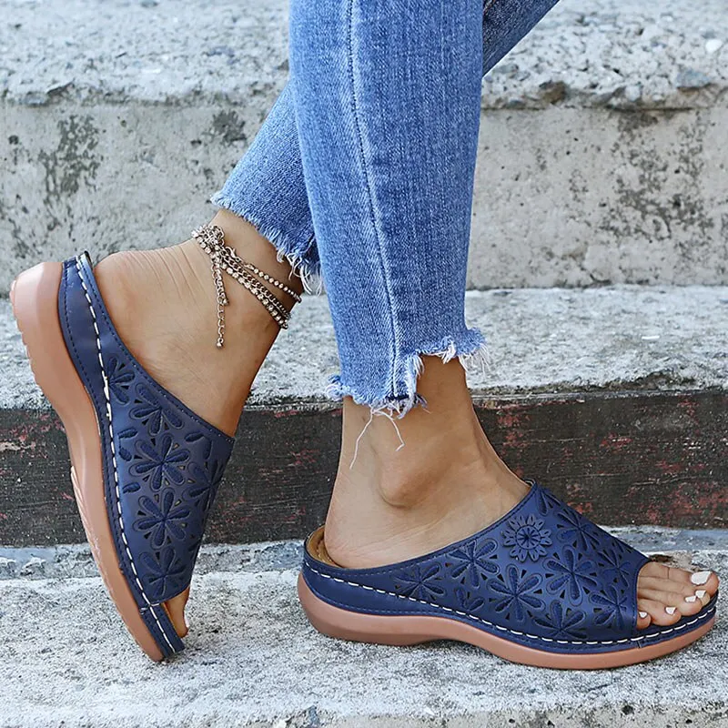 Women Sandals New Casual Summer Shoes Women Wedge Heels Sandals Embroidery Wedges Shoes For Women Summer Sandals Female Slippers