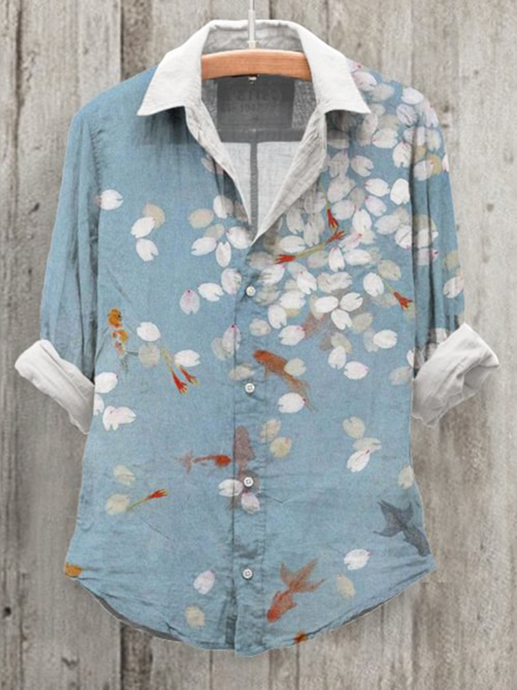 Comstylish Roaming Goldfish Art Print Long Sleeve Shirt