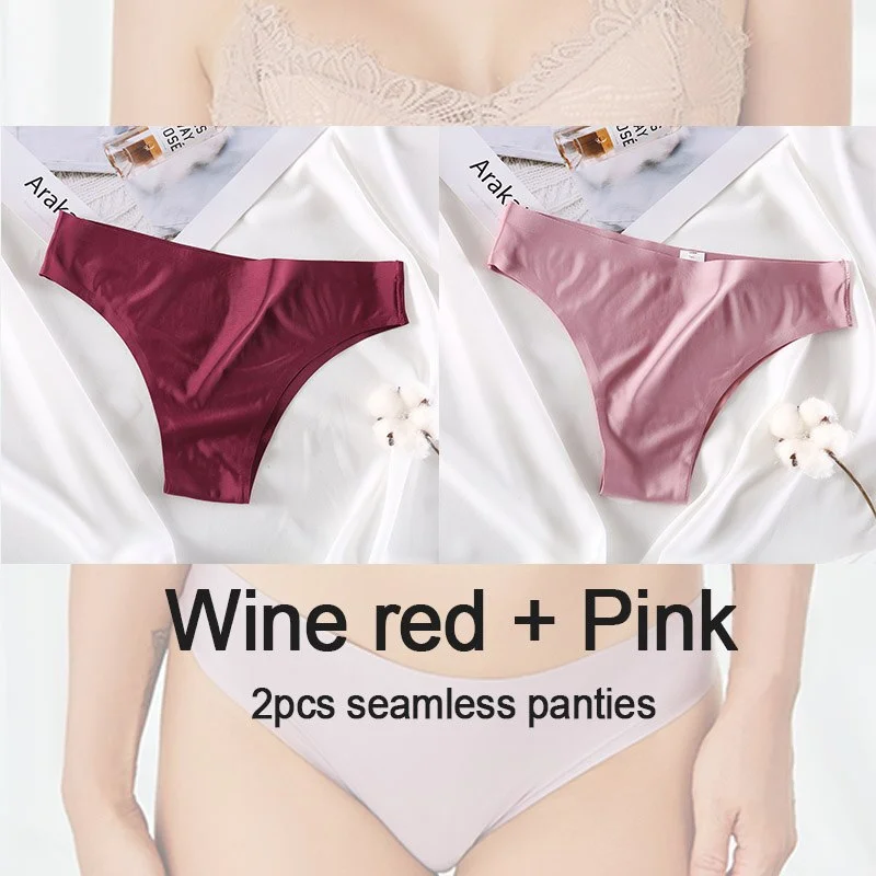 2PCS/Set Women's Panties Seamless Underwear Sexy Lingerie Thong Female Underpants Low-Rise Pantys T-back Briefs Femme Panties