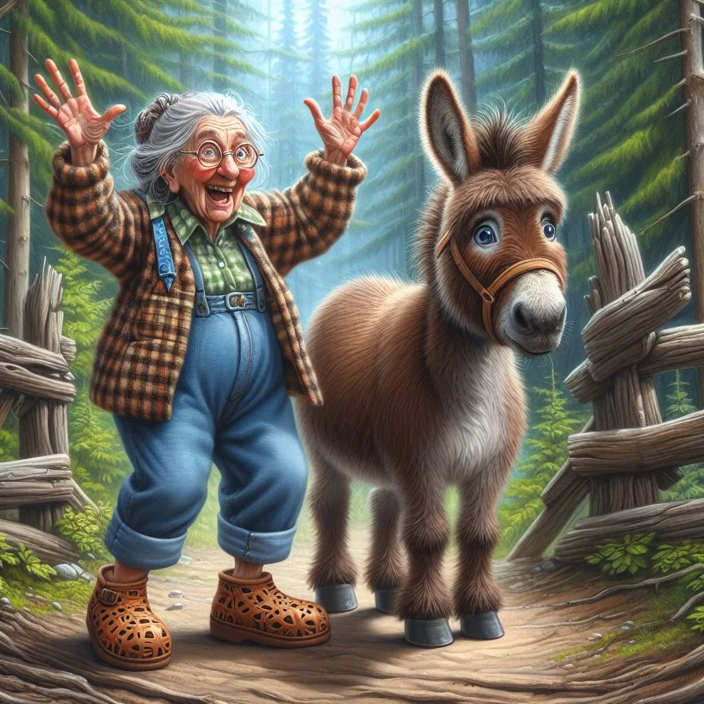 Diamond Painting - Full Round Drill - Old Woman&Donkey(Canvas|40*40cm)