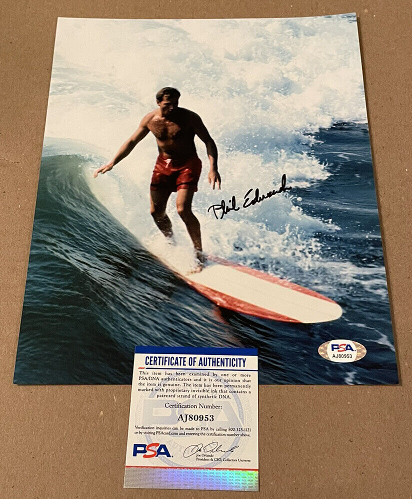 PHIL EDWARDS SURFING LEGEND SIGNED 8X10 Photo Poster painting PSA/DNA CERTIFIED