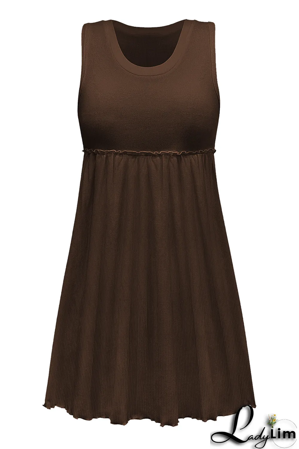 Apricot Casual Solid Patchwork U Neck Cake Skirt Dresses