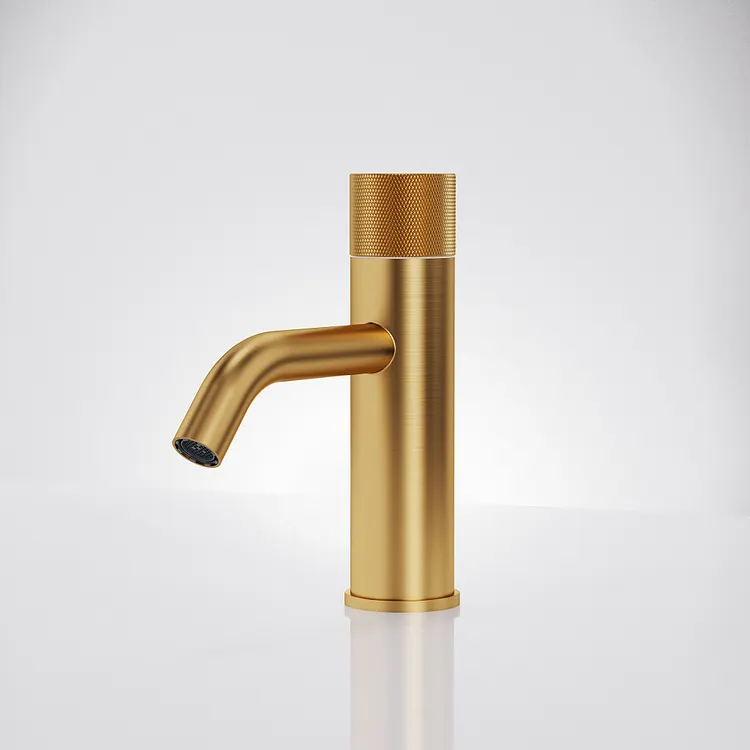 EVERSTEIN 7.25 in. Middle Arc Single-Hole Bathroom Sink Faucet in Brushed Gold