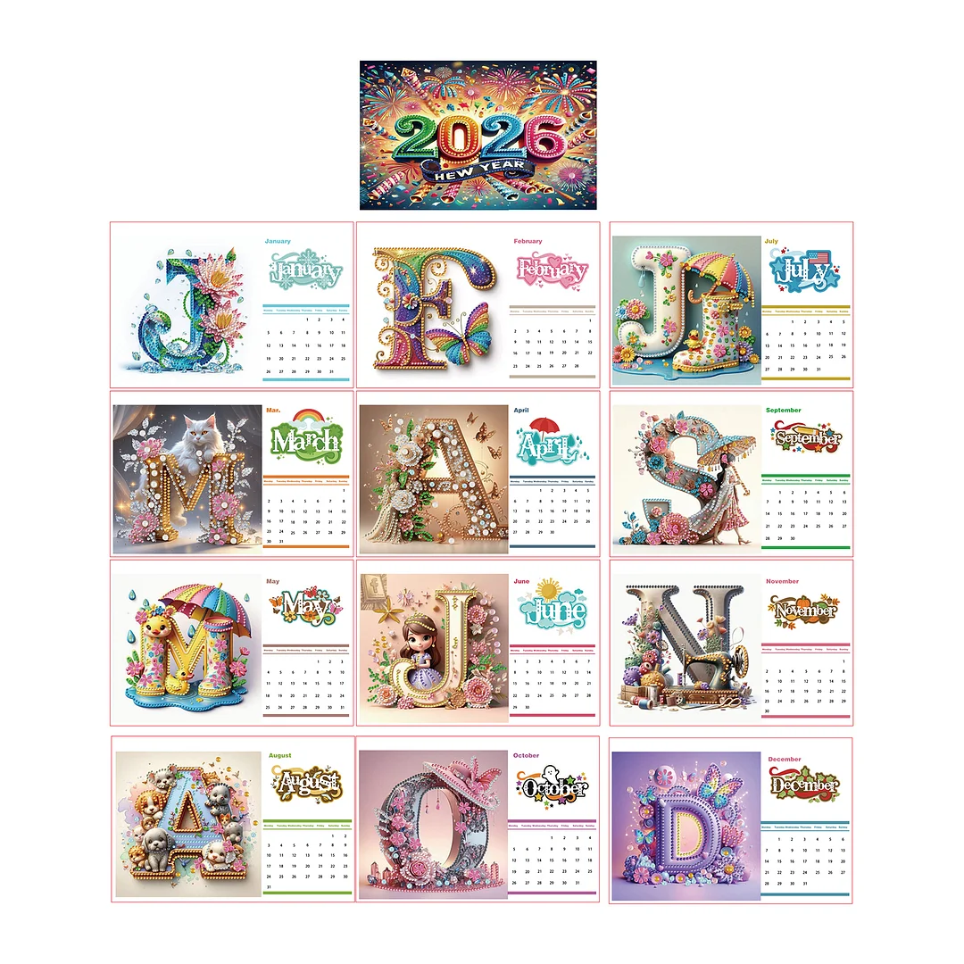 5D/DIY Calendar Crystal Painting Desk Calendars Kit Diamond Decorations Calendar