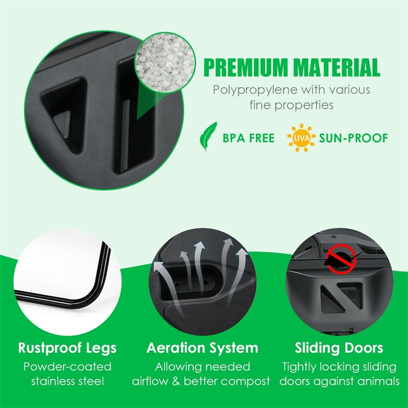 43 Gallon Outdoor Dual Rotating Chamber Compost Tumbler