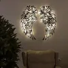 ✨Ailes d'ange noir Art des ailes en m&eacute;tal d&eacute;coration Murale avec lumi&egrave;res LED