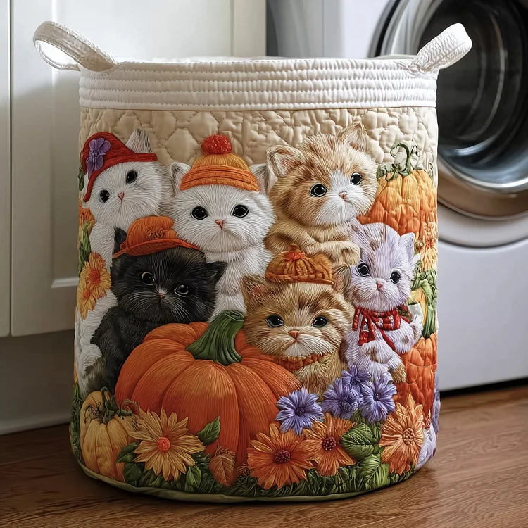 Fall Feline Quilted Laundry Basket GFTOTP10996