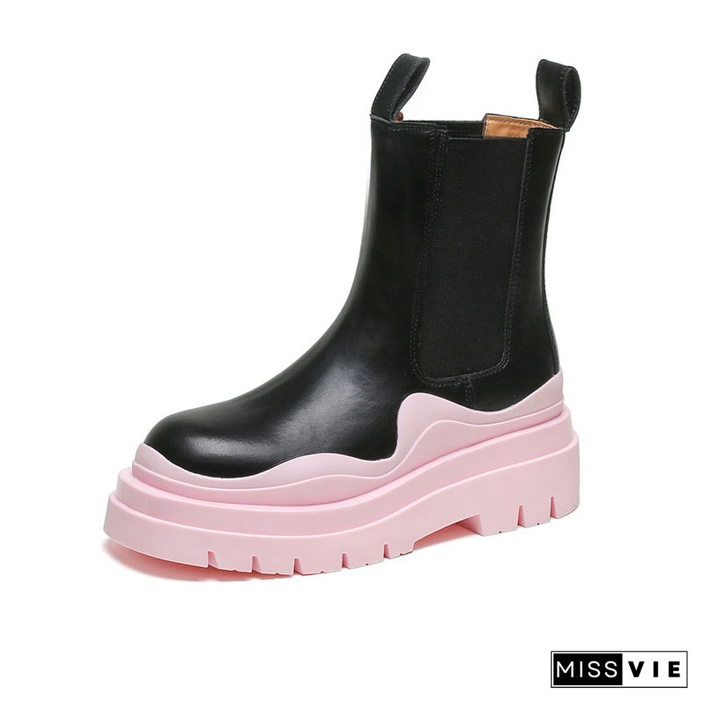 Slip-On Colorblock Platform Boots