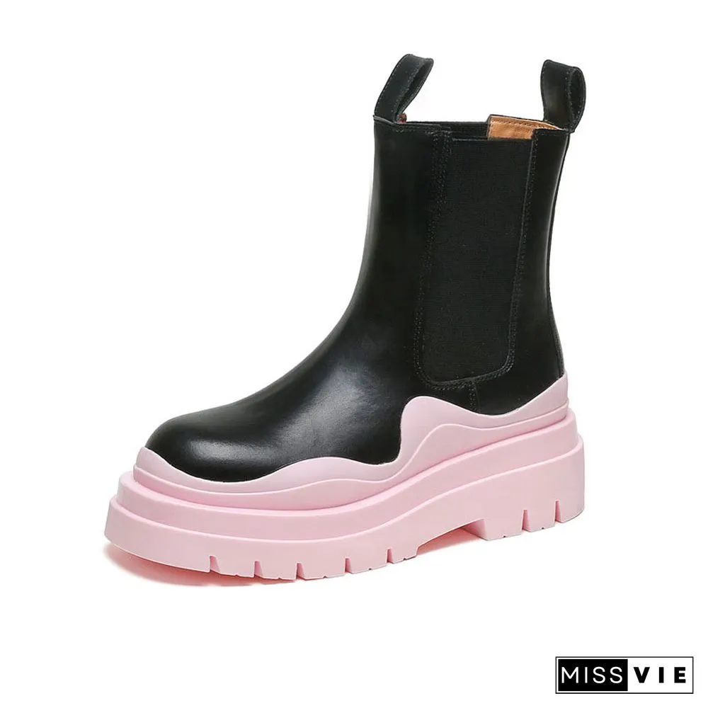 Slip-On Colorblock Platform Boots