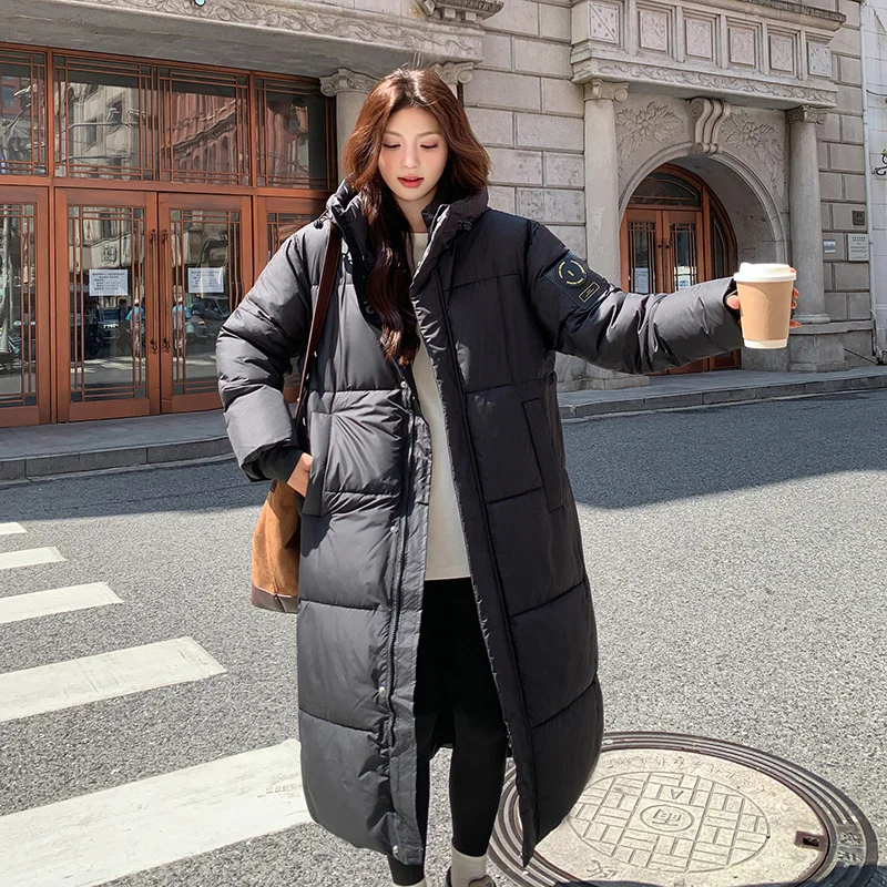 Toloer Black Gold Cotton-Padded Jacket Women's Winter Coat Loose Medium Long Thick Cotton-Padded Jacket 2024 New Fashionable Bread Clothes-Outfit Ideas