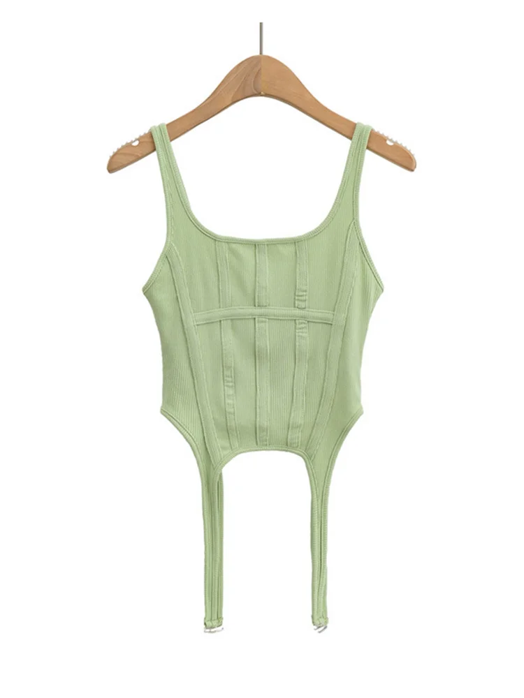 Brownm Brownm Fishbone Harness Hook Vest Female 2023 New Ins Design Sense Slim U Collar Short Top Tide