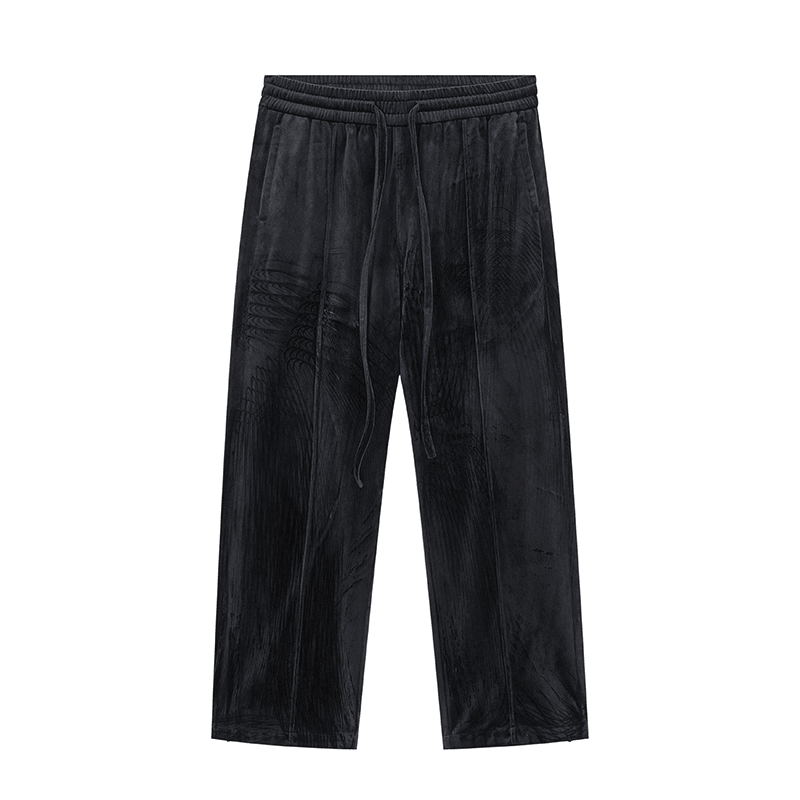 Velvet Side Zipper Trousers Men'S Trend Street Wild Casual Micro-Flare Pants