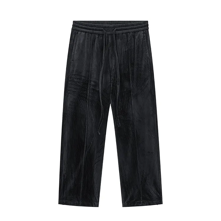 Velvet Side Zipper Trousers Men'S Trend Street Wild Casual Micro-Flare Pants