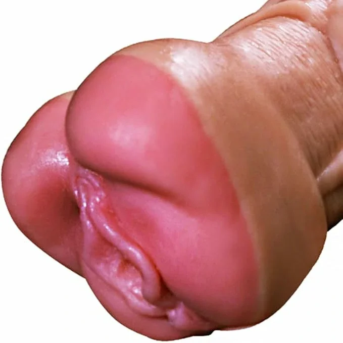 2 in 1 Realistic Dildo Male Masturbators Sleeve Extender Penis with 3D Texture Channel