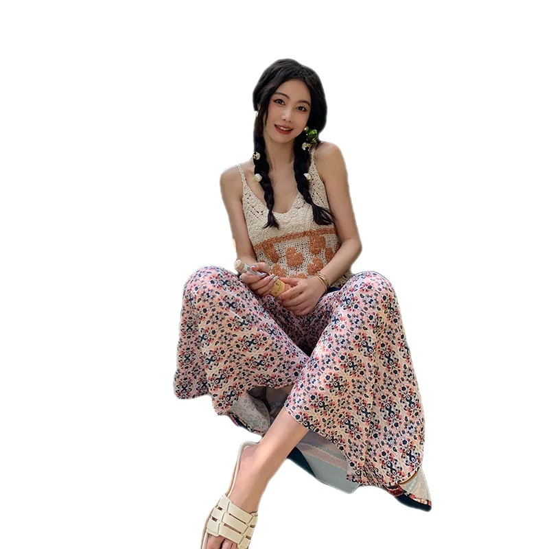 Churchf Churchf New Print Wide-Leg Pants Ethnic Snow Spinning Pants Bohemian Beach Pants Women