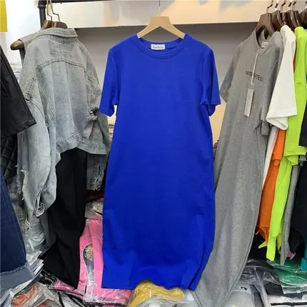Casual Women Over Size O-Neck Short Sleeve Solid Summer Cotton T Shirt Dress Sales