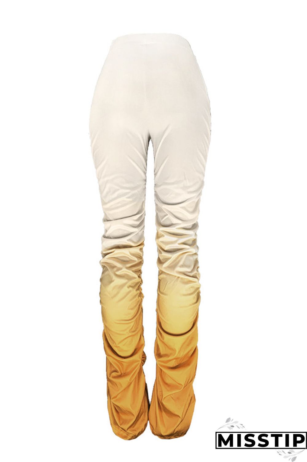 GradientYellow Fashion Casual Gradient Printed Trousers