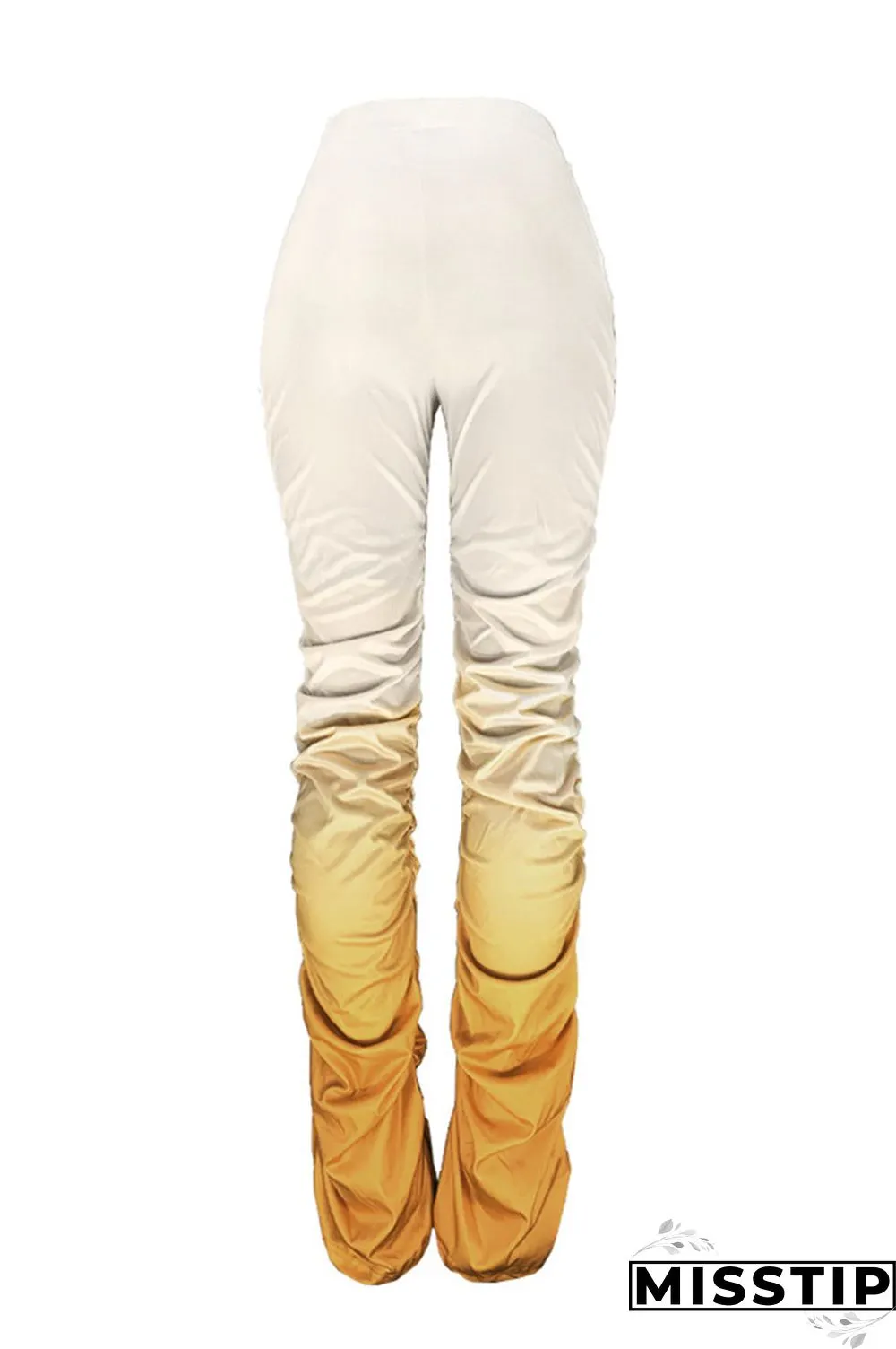 GradientYellow Fashion Casual Gradient Printed Trousers