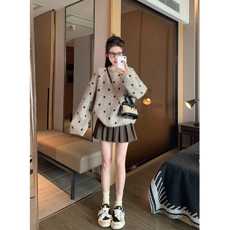 Athvotar Athvotar Wave Nods Sweater Women 2025 New Autumn And Winter Thick Loose Leisure Lazy Wind Inside The Knitting Shirt