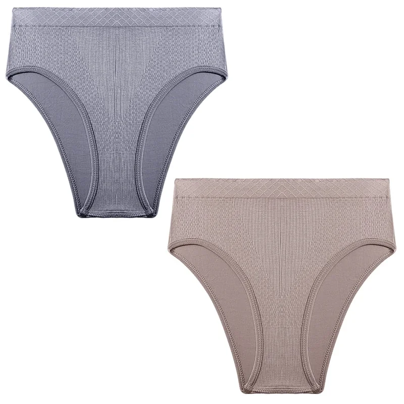 2PCS/Set Seamless Women's Panties Plus Size Underwear Women Briefs Lingeries Cotton Mid-Rise Underpants Panty Intimates