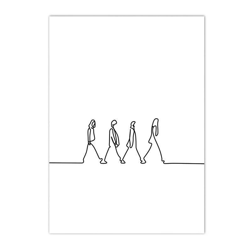 Nordic Piano Line Drawing Wall Art Poster Music Notes Art Print Piano Key Canvas Painting Black White Pictures Living Room Decor