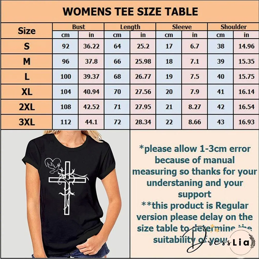 Womens Crew Neck Tees Shirts Summer Tops Christian Solid Color Graphic Tshirts God Faith