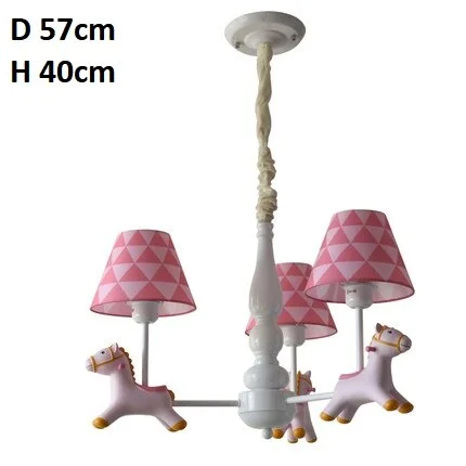 Nordic Pastoral American Cartoon Kids Pony Ceiling Lamp Children's Room Boy Girl Princess Baby Bedroom Pendant Light