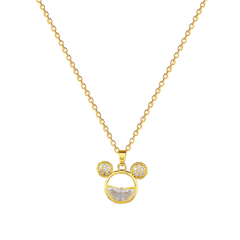 Necklace Earrings Set With Full Diamonds And Hollowed-Out Mouse Head Personalized Banquet Earrings And Necklace Set