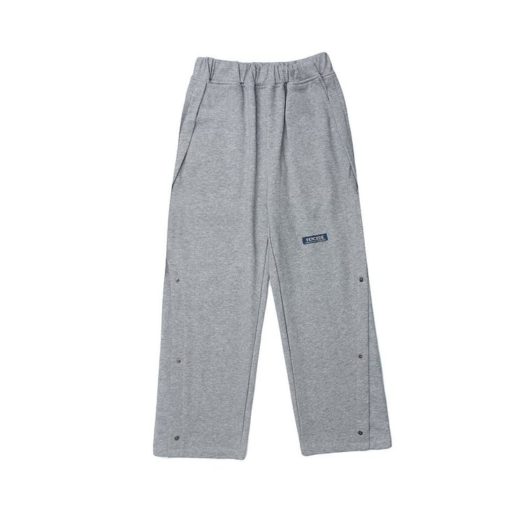 Men's Solid Color Side Breasted Casual Pants Men's Baggy Straight Trousers plus Size Retro Sports Harajuku Style Trendy Trousers Men Pants