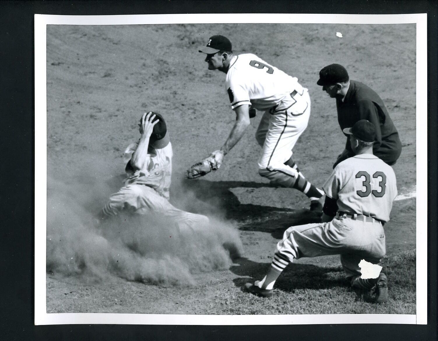 Joe Adcock Wally Moon Lon Warneke 1954 Press Photo Poster painting Milwaukee Braves Cardinals