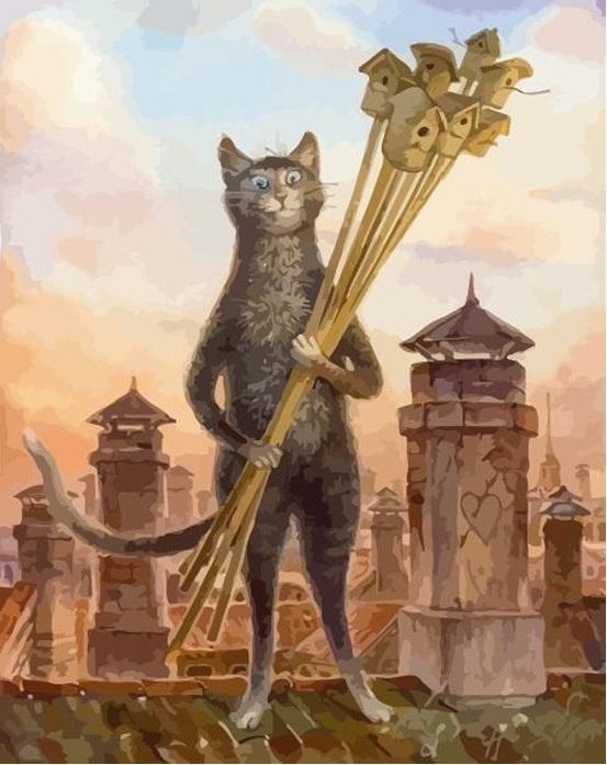 

Funny Birdie Cat – Paint By Numbers - 40*50CM, 501 Original