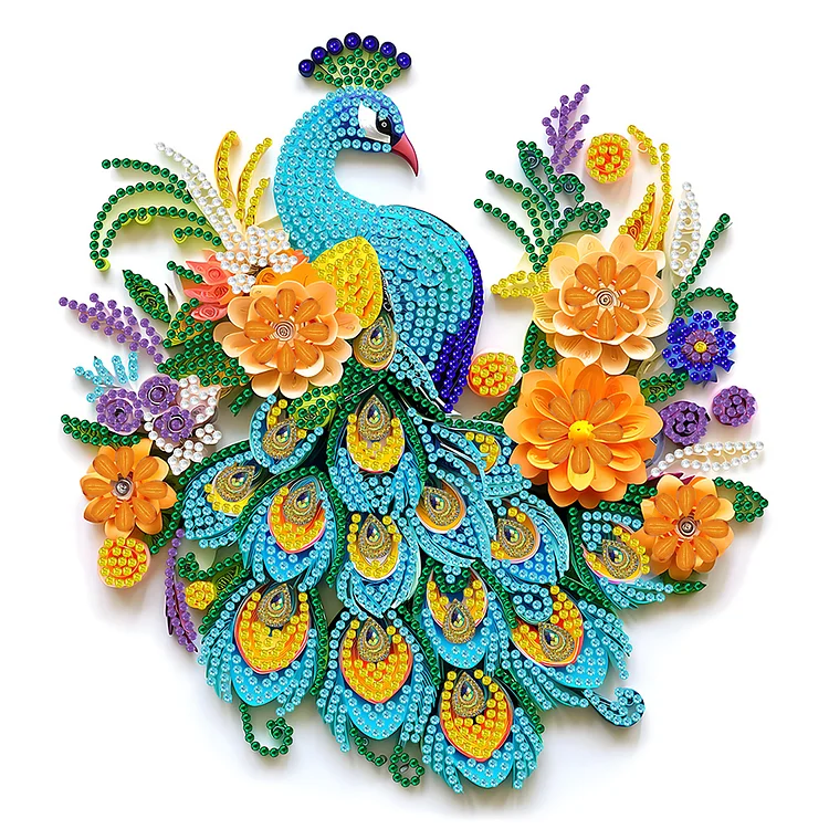 Peacock Paper Painting 30*30CM(Canvas) Special Shaped Drill Diamond Painting gbfke