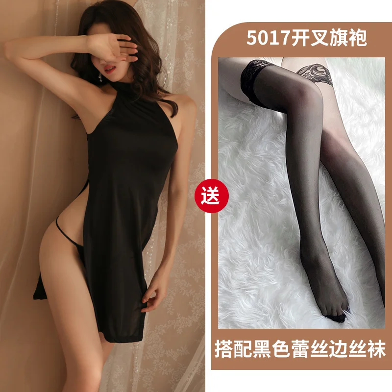 Uveng Night Swear Ti Ti's Tidi Tani Lingerie Pure Lingerie Passion Side High Open Fork Dress Uniform Seduction Ice Cheongsam