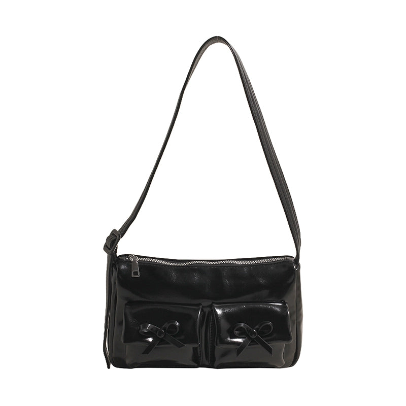 Women’s Medium Pu Leather Solid Color Streetwear Square Zipper Underarm Bag