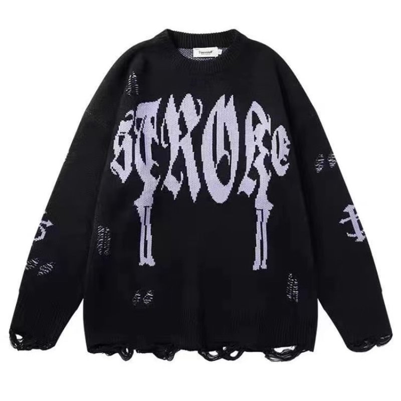 Retro Joker Print Pullover Men's Y2K Streetwear  Loose Sweater-VESSFUL
