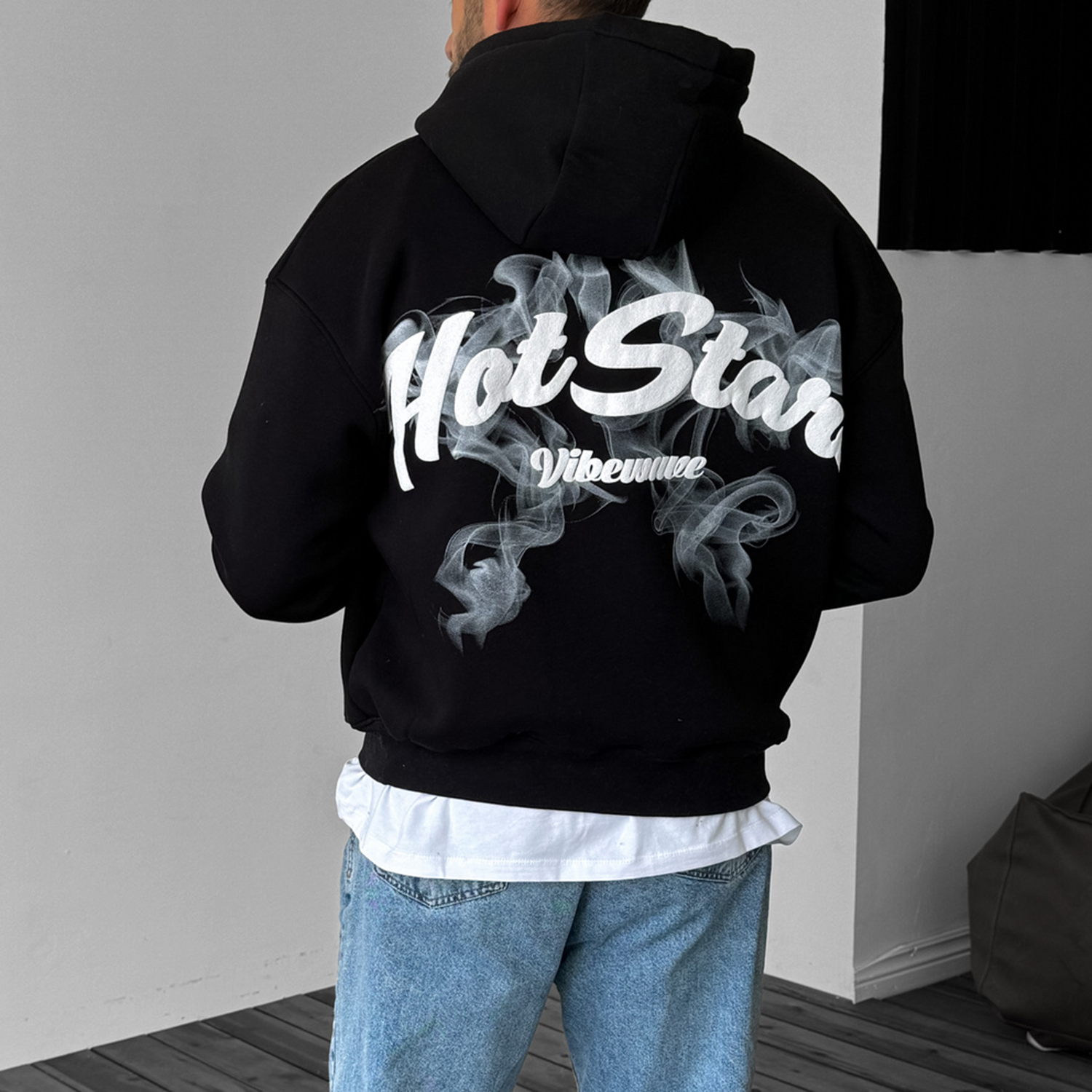 Street Smoke Lettering Oversized Hoodie