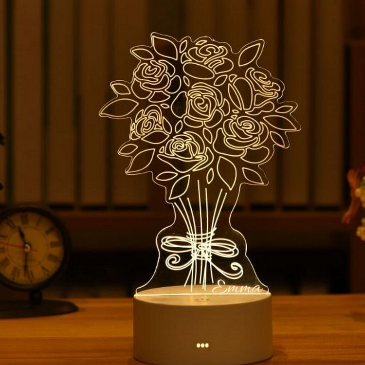 Lámpara 3D Ilusión Luz de noche LED bouquet Luces monocromáticas personalizadas 1 nombre