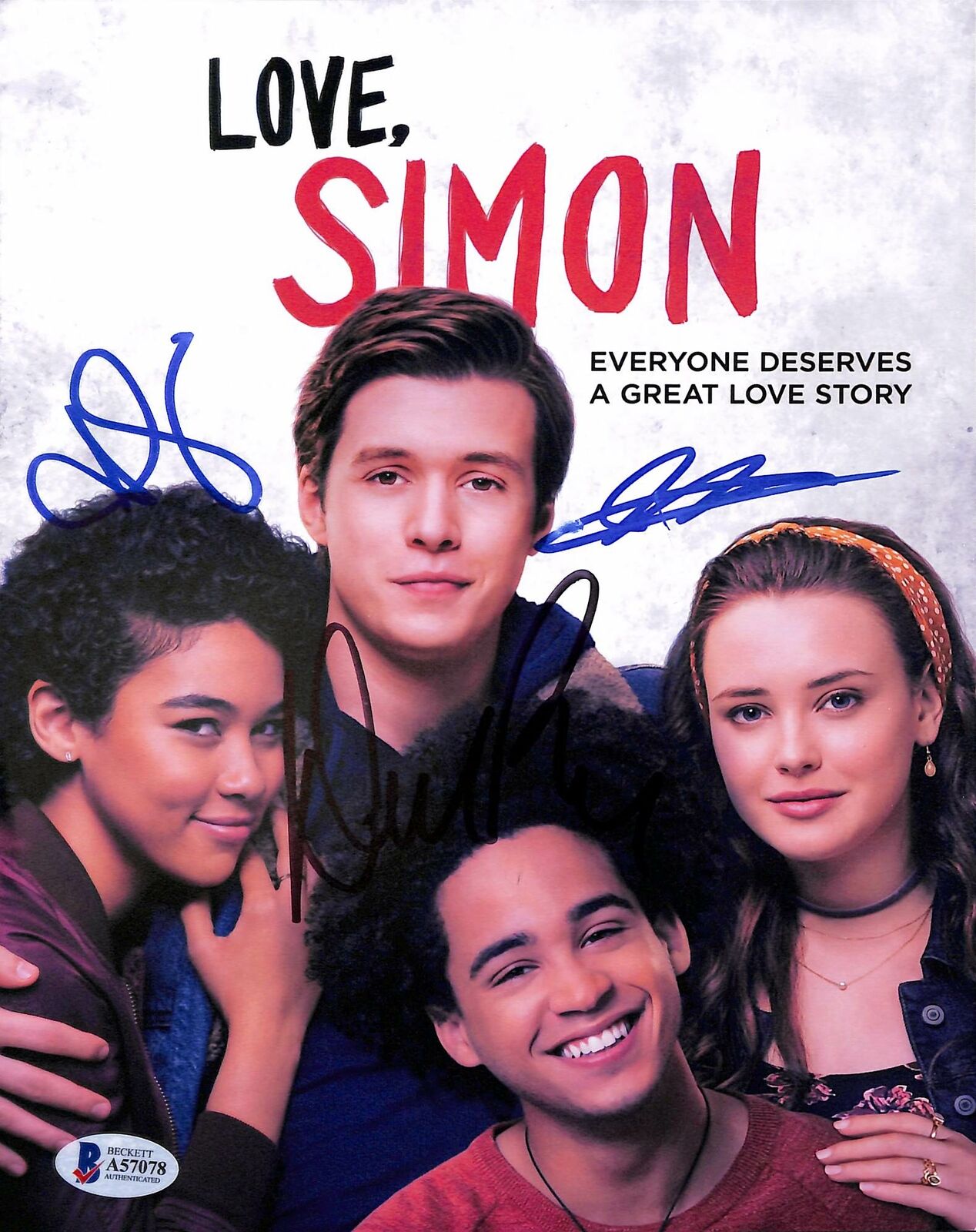 Love, Simon (3) Nick Robinson, Shipp, & Lendeborg Signed 8x10 Photo Poster painting BAS #A57078