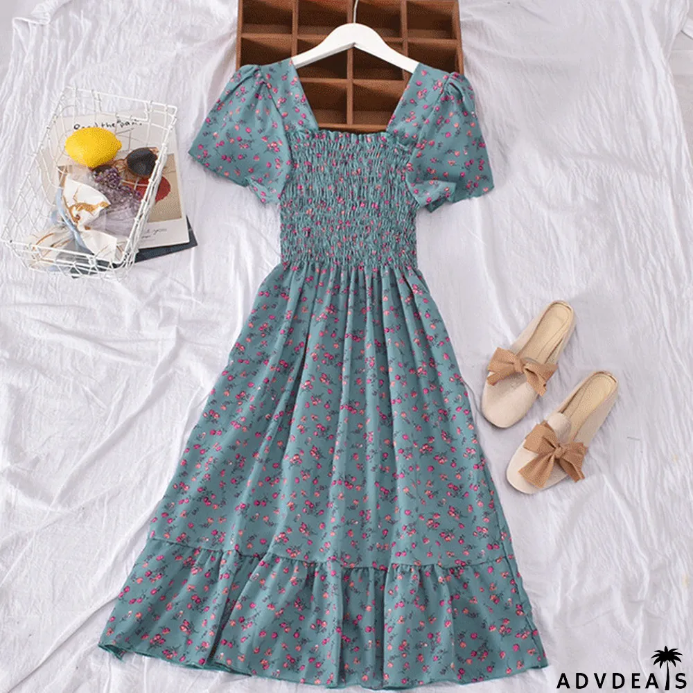 Women Short Sleeve Floral Dress