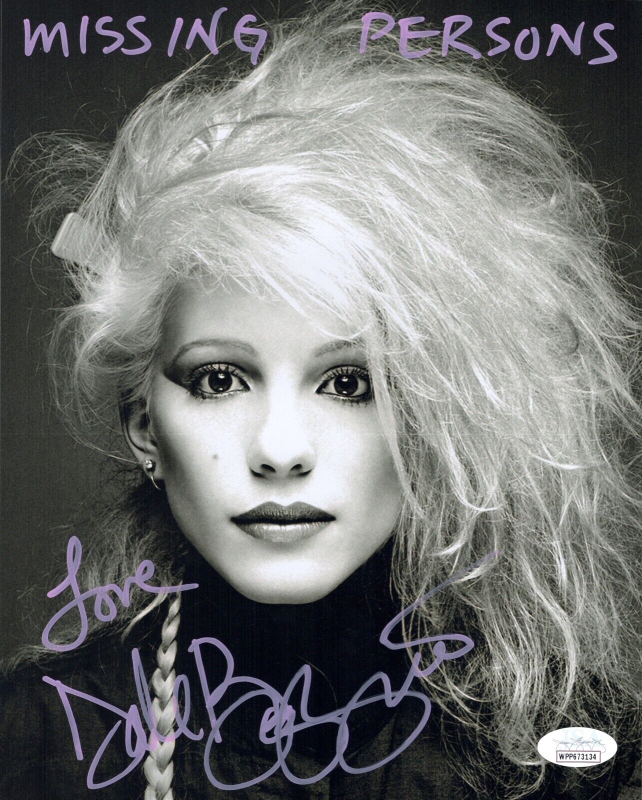 DALE BOZZIO Signed 8x10 Photo Poster painting MISSING PERSONS Lead Singer Autograph JSA COA WPP