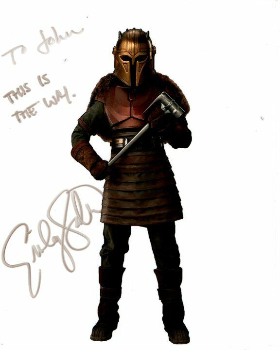 EMILY SWALLOW Signed THE MANDALORIAN ARMORER Photo Poster paintinggraph - To John GREAT CONTENT