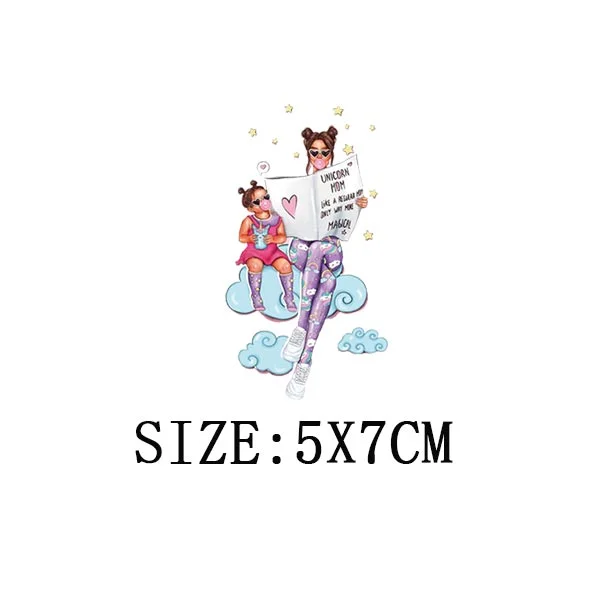 Mom&Children Thermal Stickers On T-shirt DIY Washable Patch On Clothes Lovely Design Iron On Transfer For Hoodies Hat Decoration
