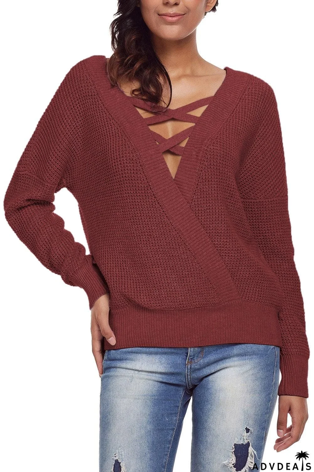 Cross Back Hollow-out Sweater