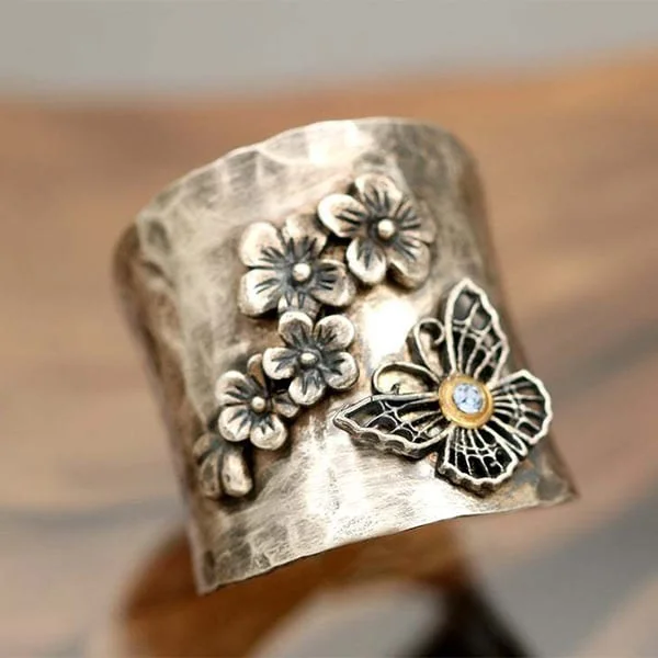 🔥Last Day 75% OFF🎁Bee Flower Butterfly Wide Band Ring