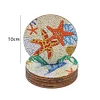 8pcs/set Diamond Painting Sea Coaster Round Cup Cushion Home Decor
