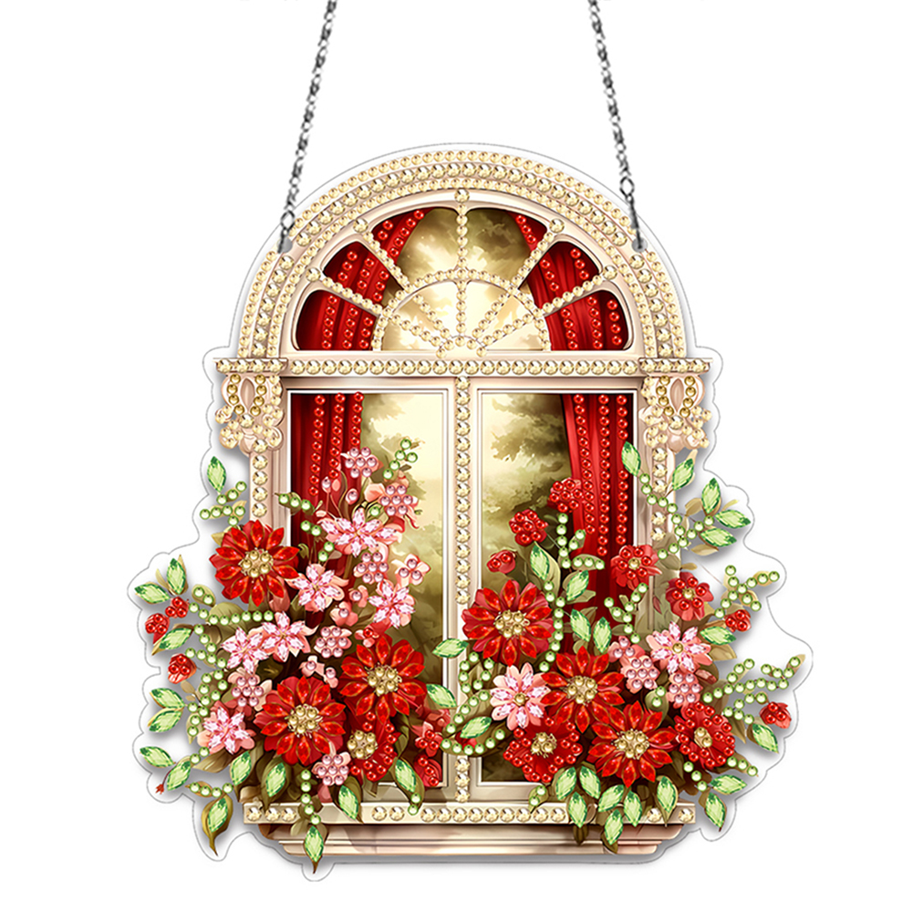 Acrylic Special Shape Window View 5D DIY Diamond Painting Hanging Pendants