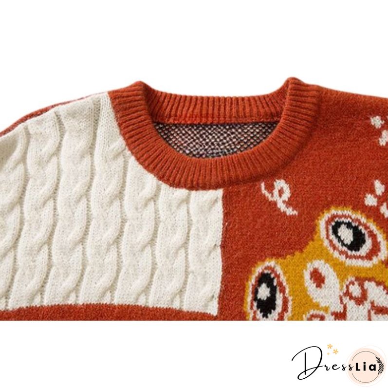 Lucky Koi Embroidered Knit Sweater