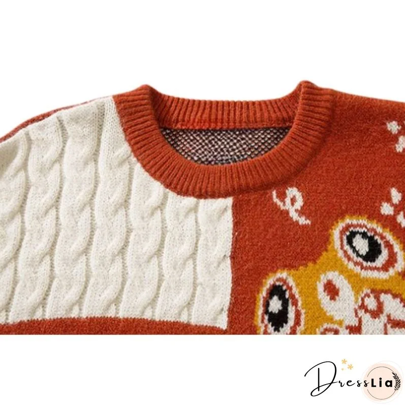 Lucky Koi Embroidered Knit Sweater