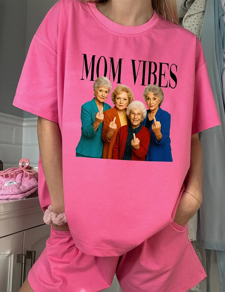 Women's Mom Vibes Short Sleeve Leisure Set